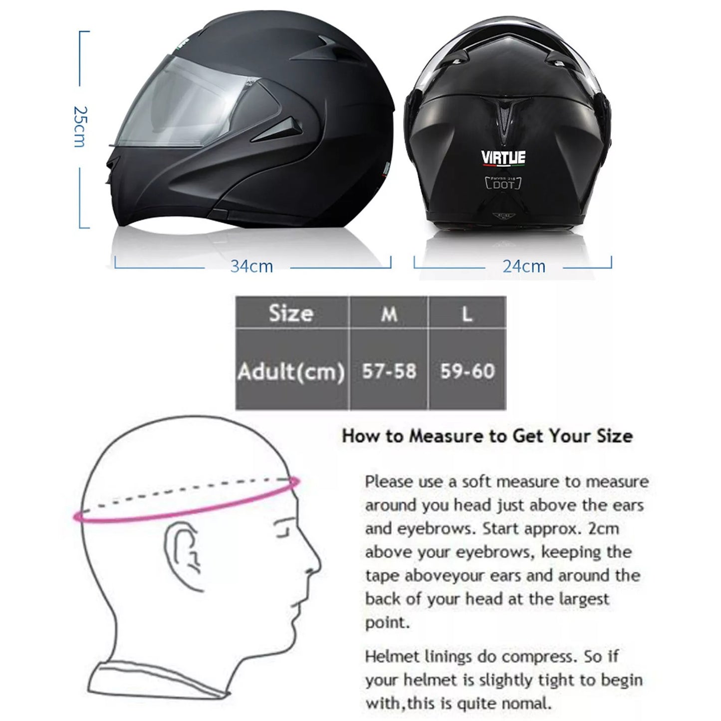 Bluetooth Motorcycle Helmet – Full Face Dual Visor Flip Up Open for Motorbike & Scooter