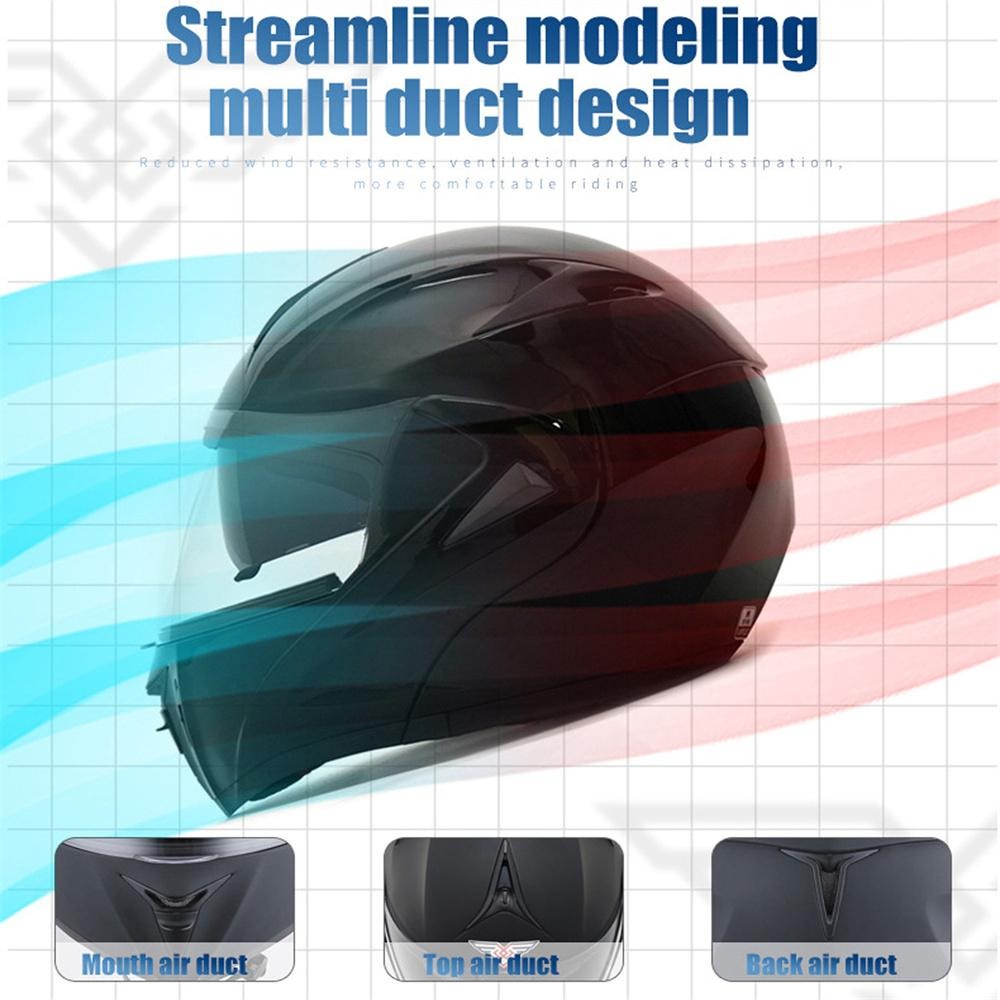 Bluetooth Motorcycle Helmet – Full Face Dual Visor Flip Up Open for Motorbike & Scooter