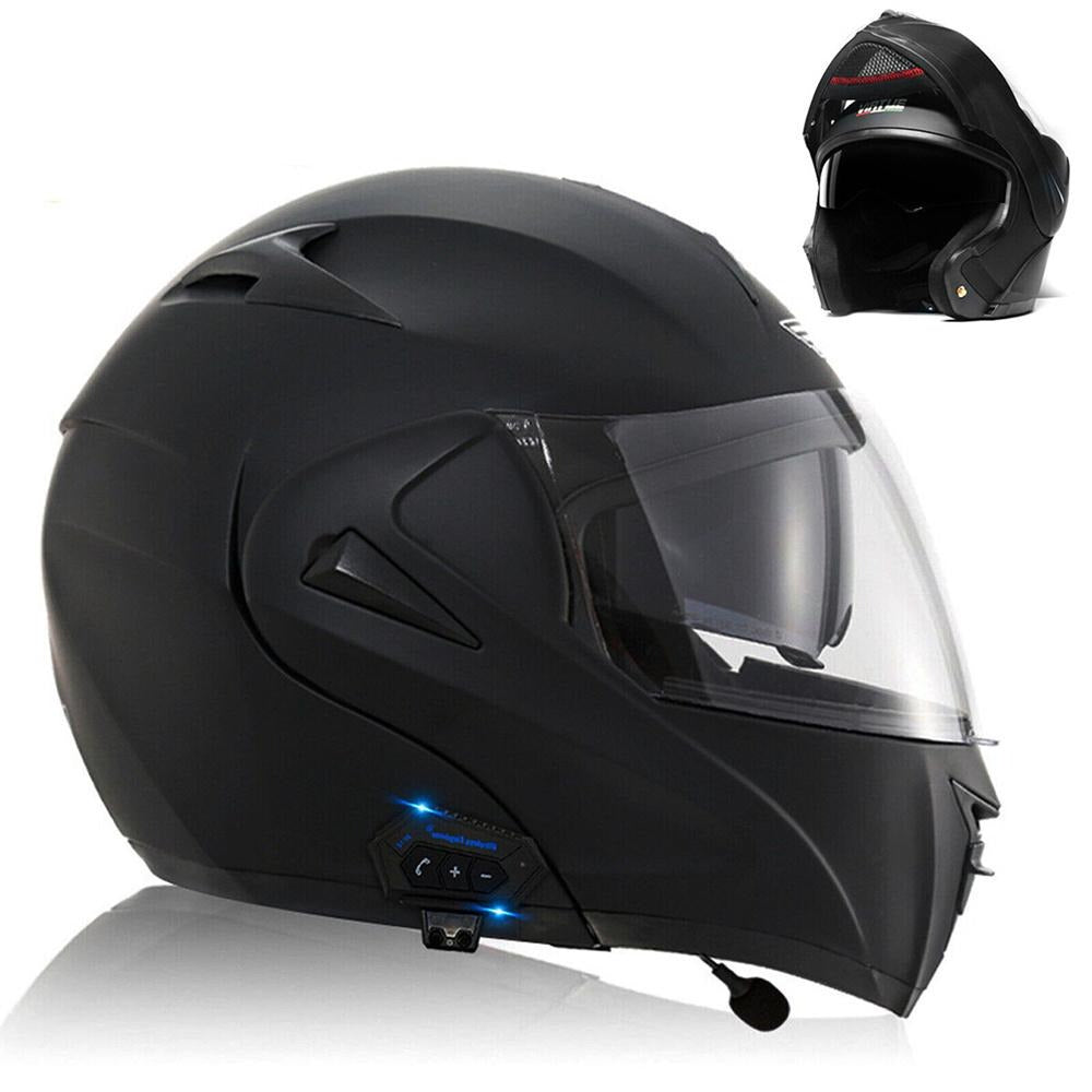 Bluetooth Motorcycle Helmet – Full Face Dual Visor Flip Up Open for Motorbike & Scooter