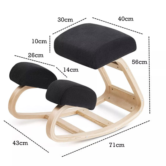 Ergonomic Kneeling Chair – Adjustable Posture Corrector, Beechwood Frame – Back Pain Relief & Improved Focus – 330 lbs Capacity