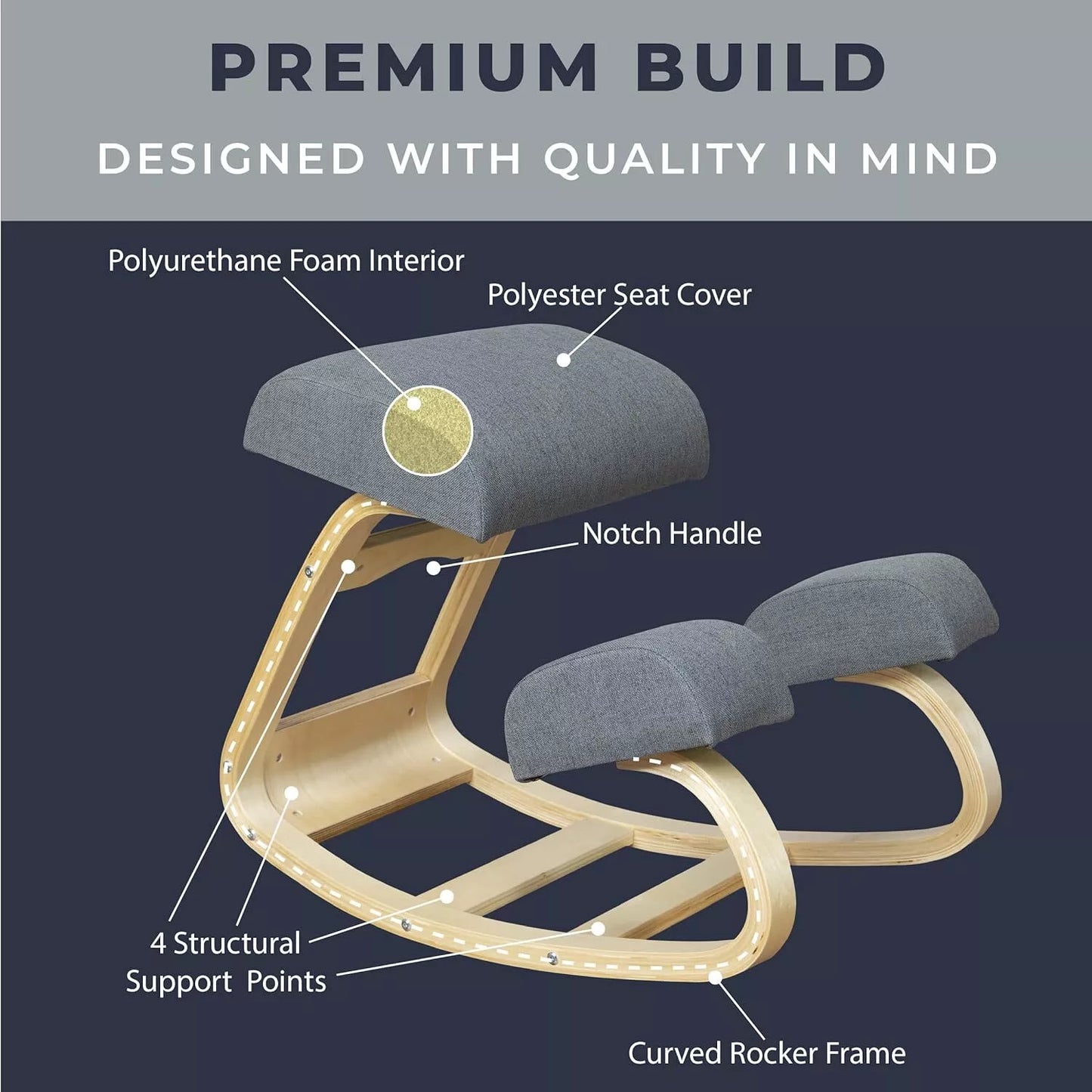 Ergonomic Kneeling Chair – Adjustable Posture Corrector, Beechwood Frame – Back Pain Relief & Improved Focus – 330 lbs Capacity