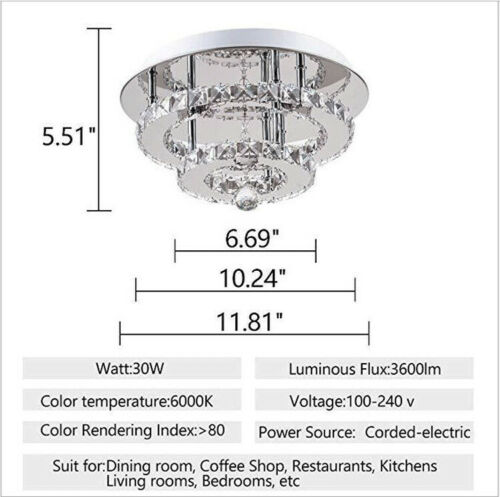 Crystal ceiling light dimensions