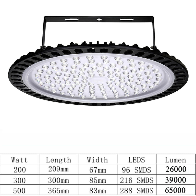 200W 300W 500W UFO LED High Bay Light Factory Industrial Warehouse Shop Lighting