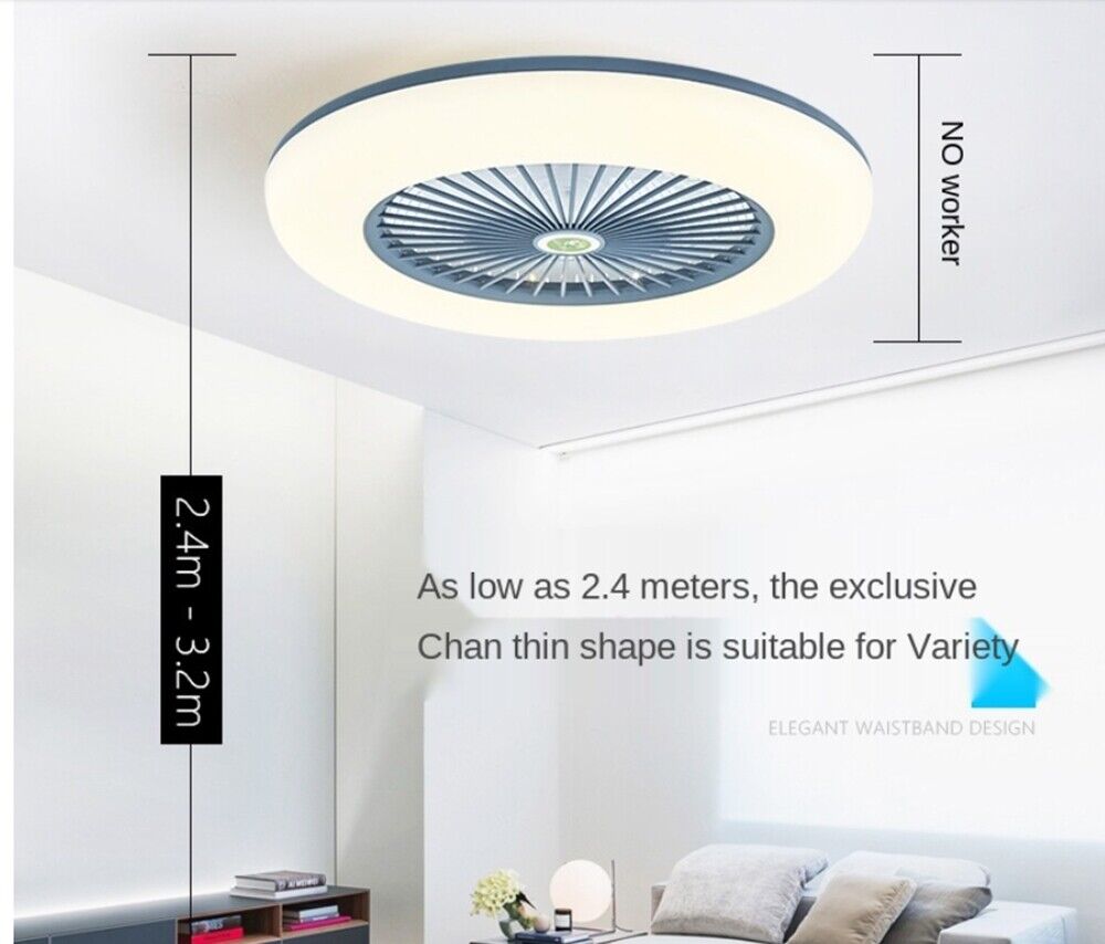Modern Ceiling Fan with LED Light – 3 Colour Options, Smart App & Remote Control, 55cm