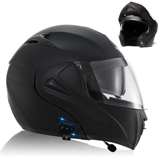 Bluetooth Motorcycle Helmet – Full Face Dual Visor Flip Up Open for Motorbike & Scooter